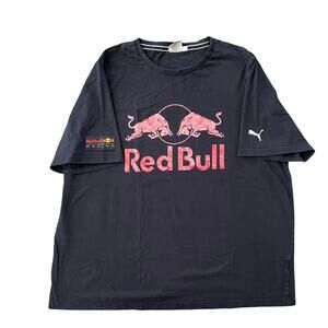 PUMA Men's RED BULL Short Sleeve T-Shirt Blue Red Sz XXL Racing Logo 2XL